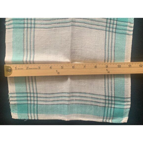 Vintage Plaid Cotton Tablecloth & Napkin Set in Pink & Aqua 48 inch - Picture 14 of 16